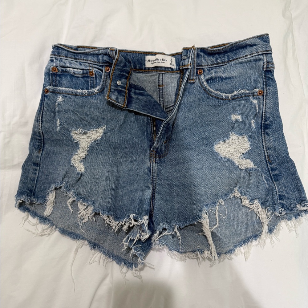 Abercrombie & Fitch Frayed Blue Jean Shorts